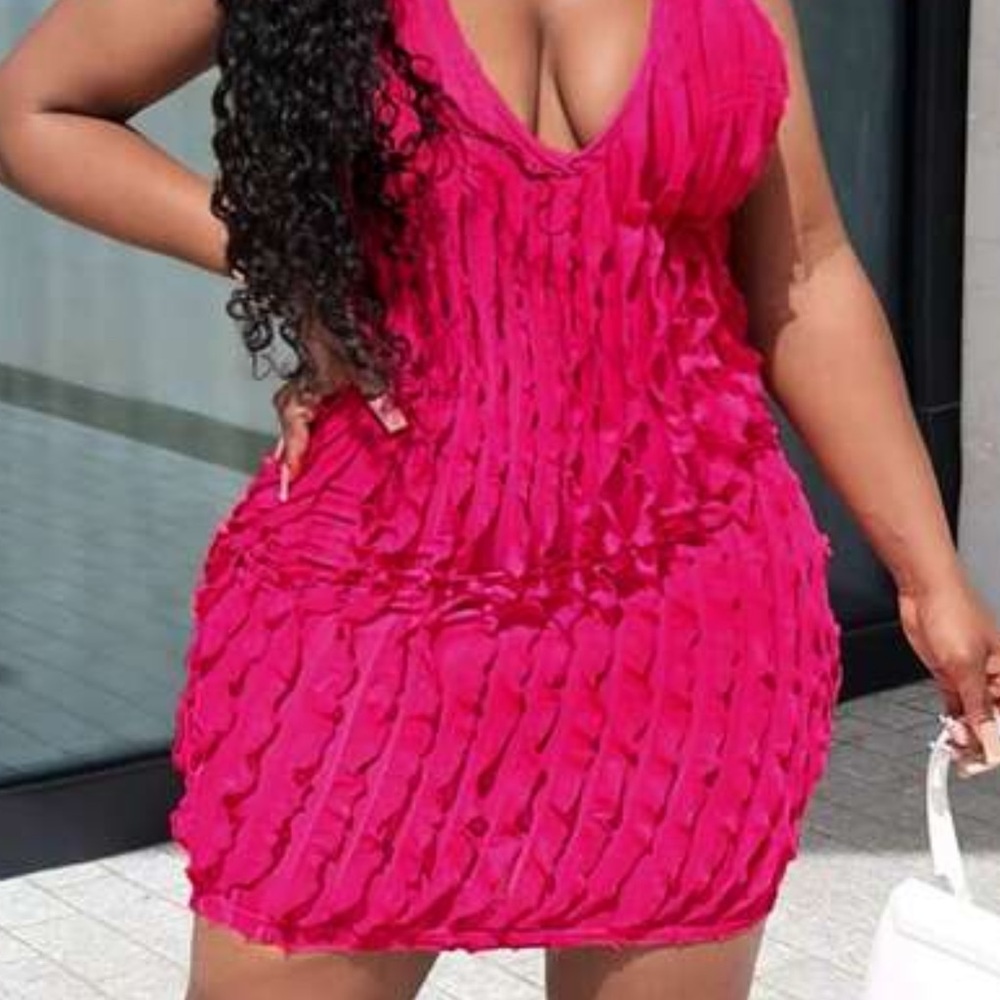 Vibrant Pink Textured Mini Dress